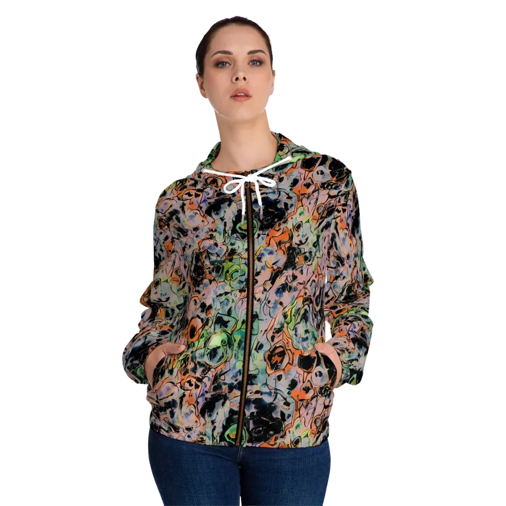 Peach Voltage on Women's Full-Zip Hoodie — Front On Person