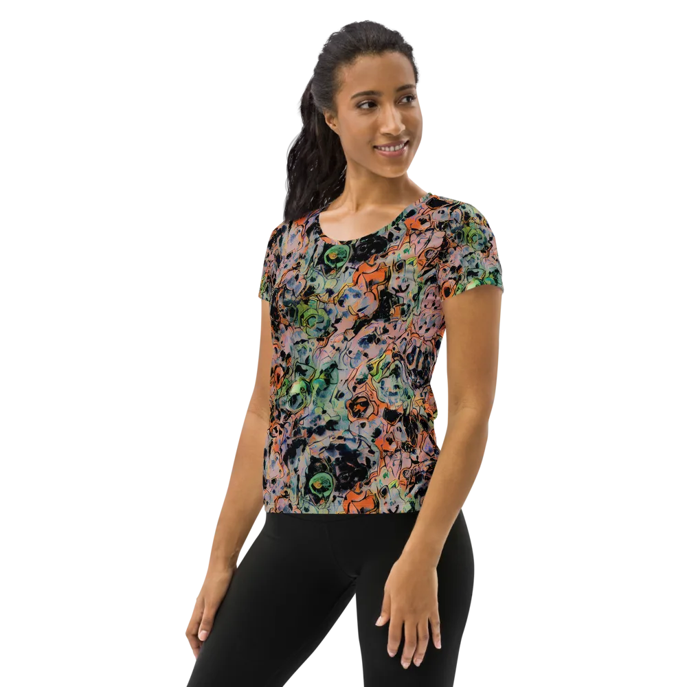 Peach Voltage on Women's Athletic T-Shirt — Left