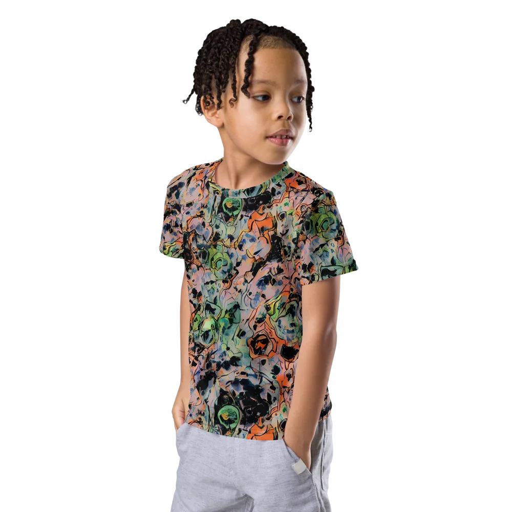Peach Voltage on Kids Crew Neck T-Shirt — Left Front