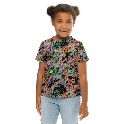 Peach Voltage on a Kids Crew Neck T-Shirt