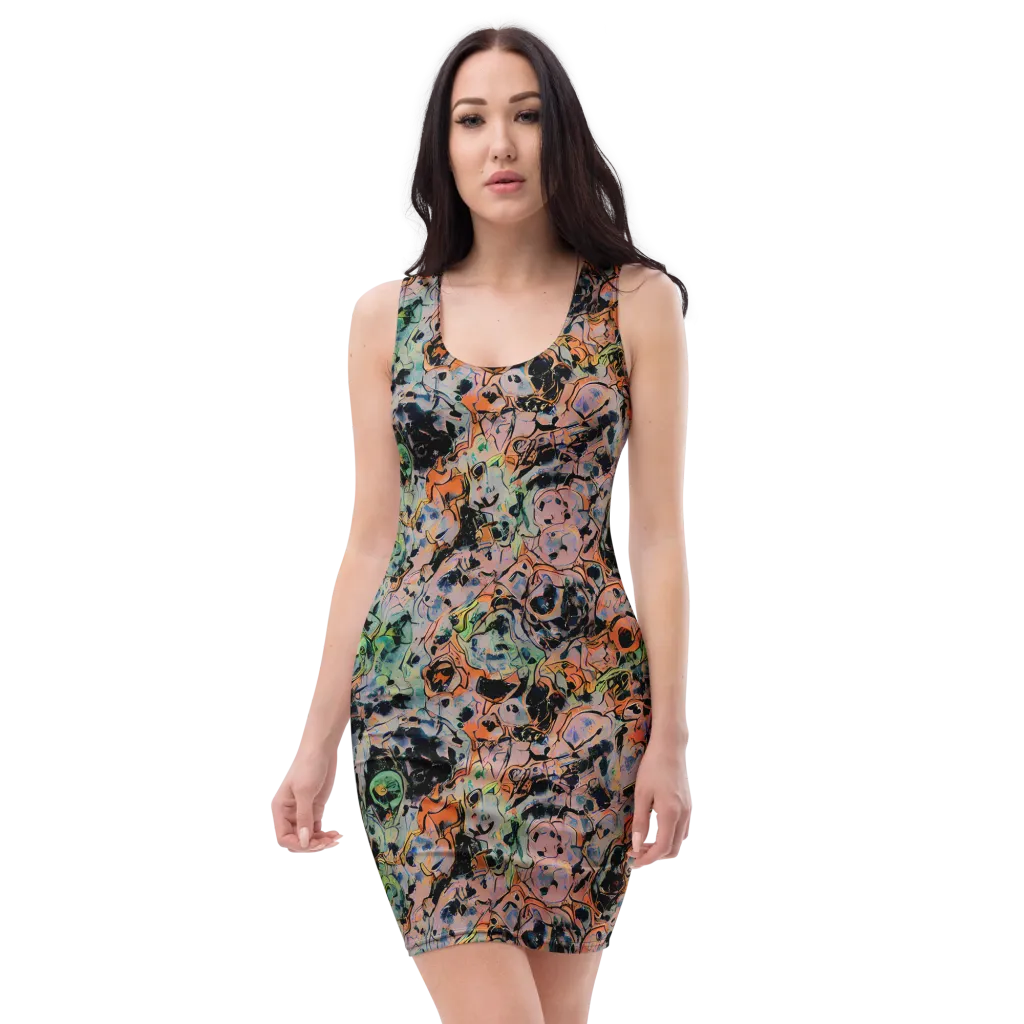 Peach Voltage on Bodycon Dress — Front