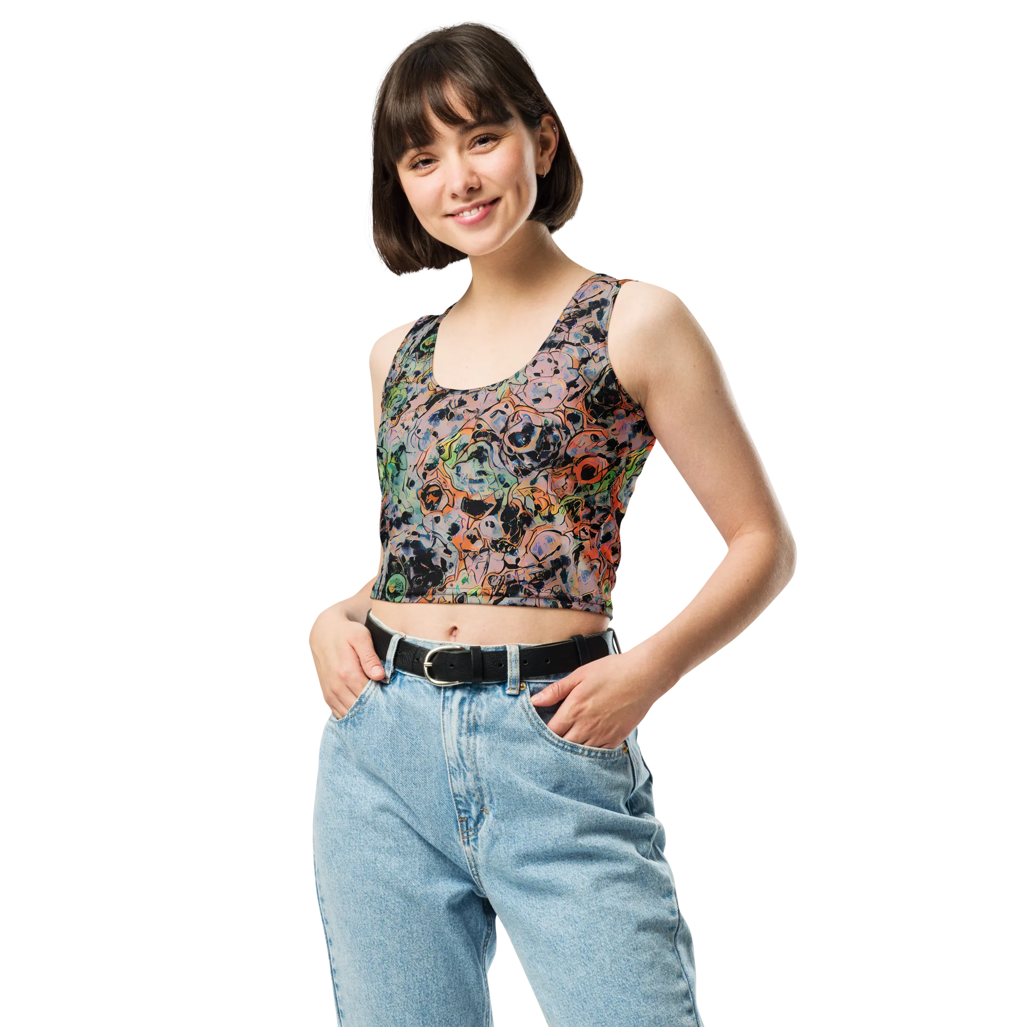 Peach Voltage on Crop Top — Front