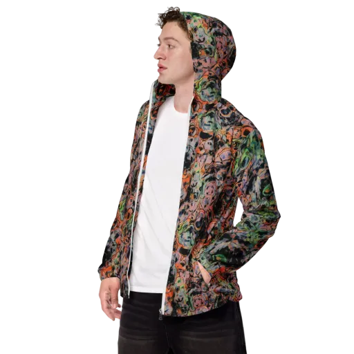 Peach Voltage on a Men's Windbreaker