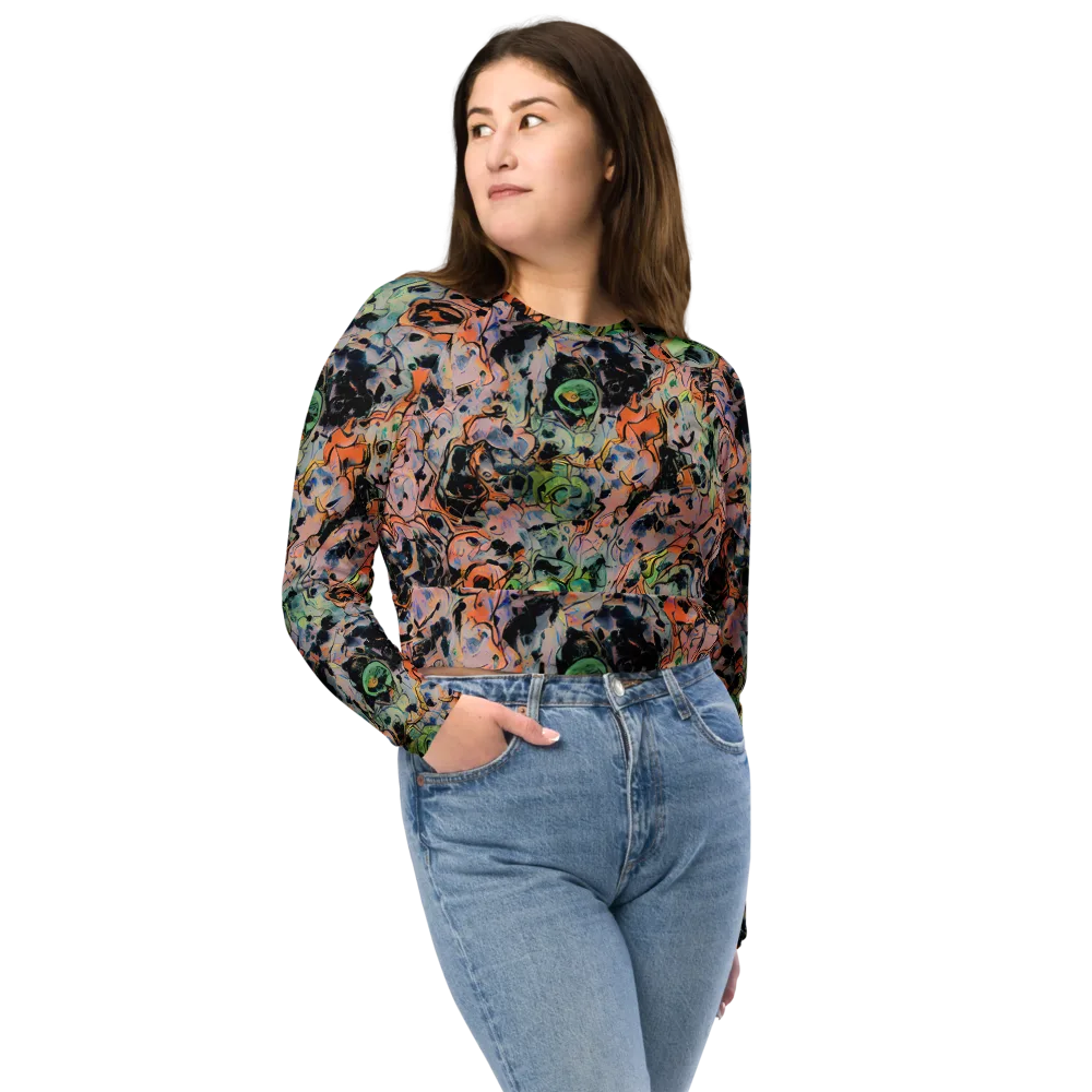 Peach Voltage on Long Sleeve Crop Top — Front