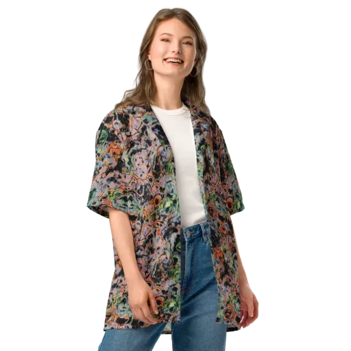 Peach Voltage on a Button Shirt
