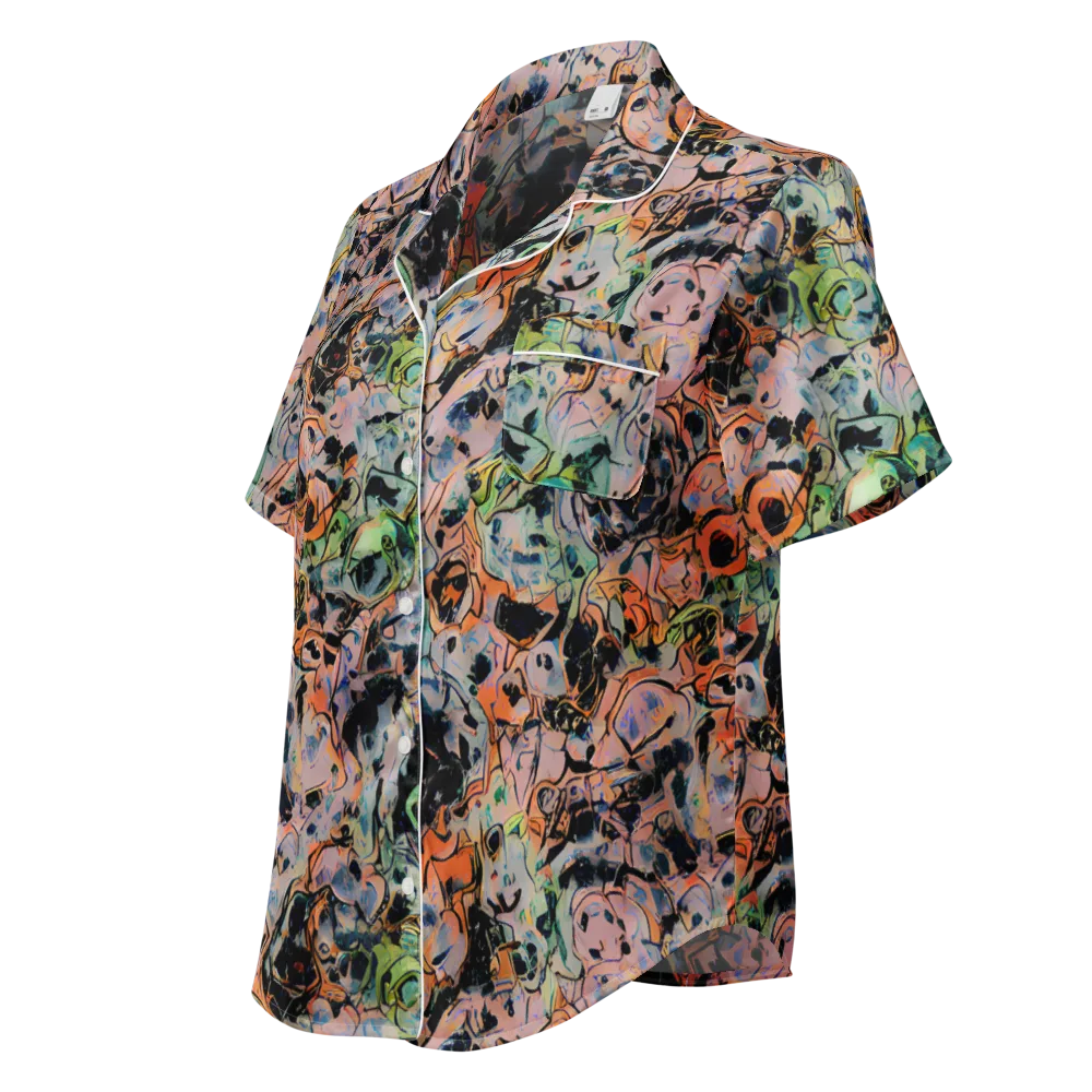 Peach Voltage on Women's Short Sleeve Pajama Top — Left Front