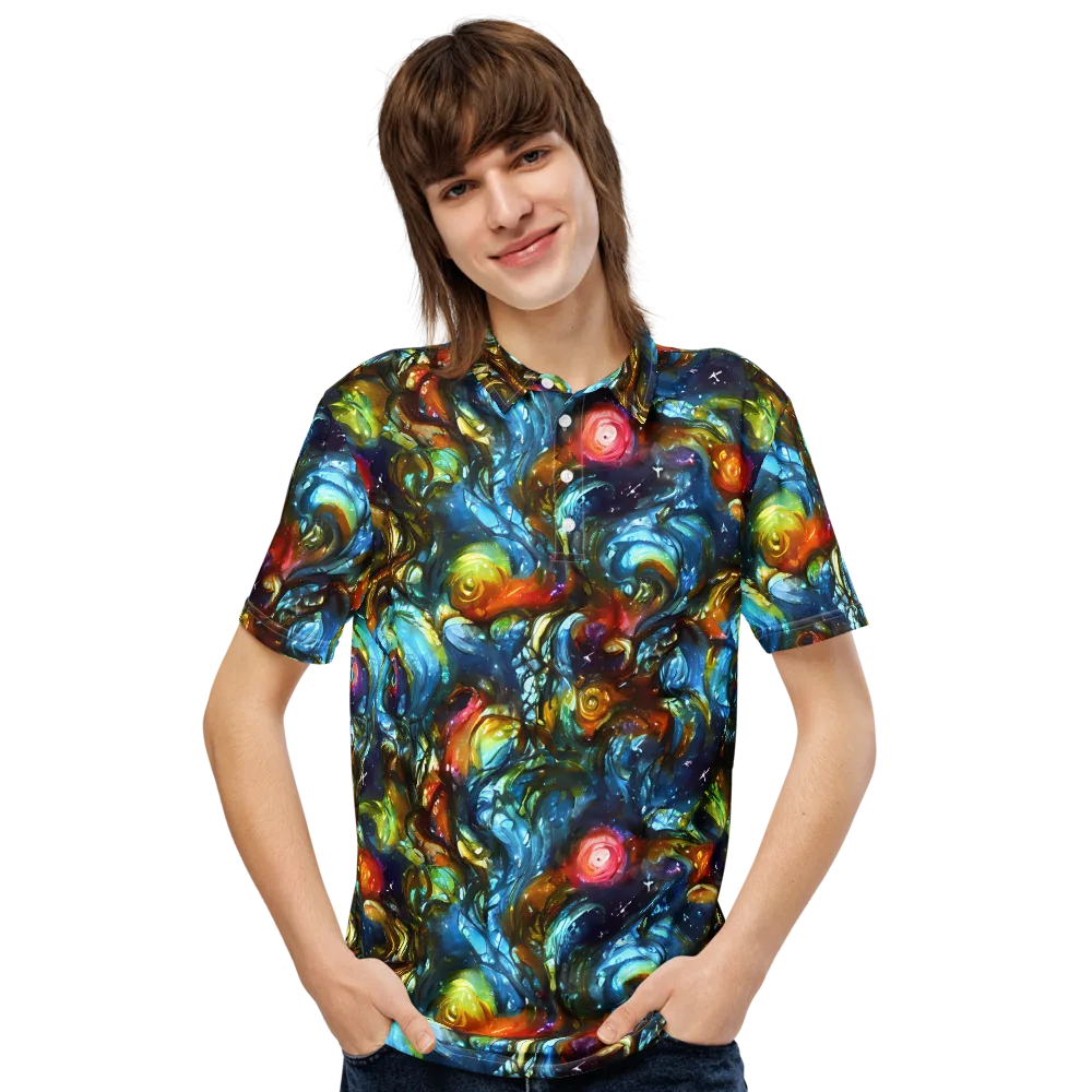 Aurora Alchemy on Men's Slim Fit Polo Shirt — Front