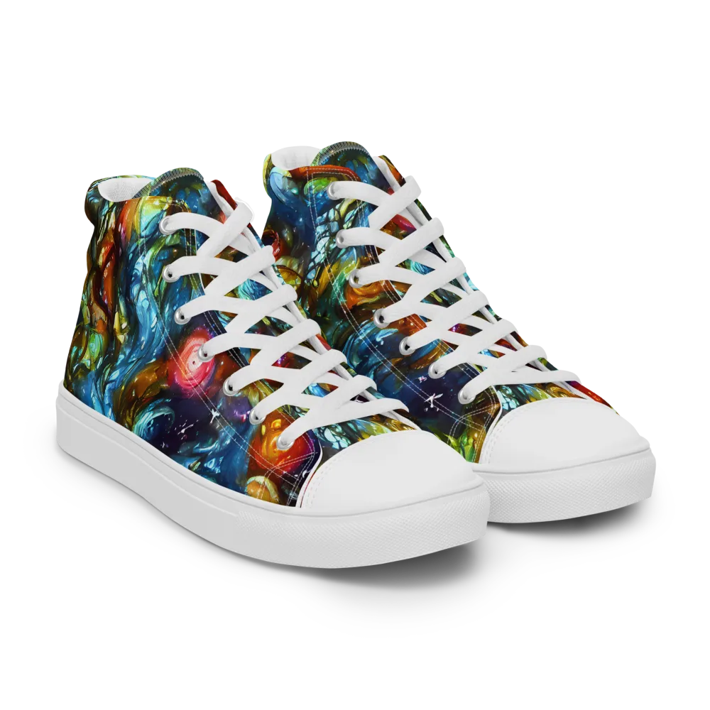 Aurora Alchemy on Men's High Top Canvas Shoes — Right Front