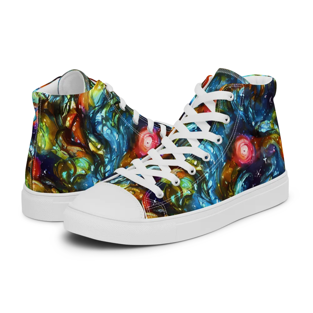 Aurora Alchemy on Men's High Top Canvas Shoes — Left