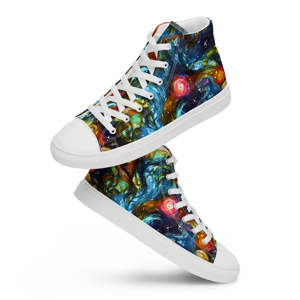 Aurora Alchemy on Men's High Top Canvas Shoes — Front