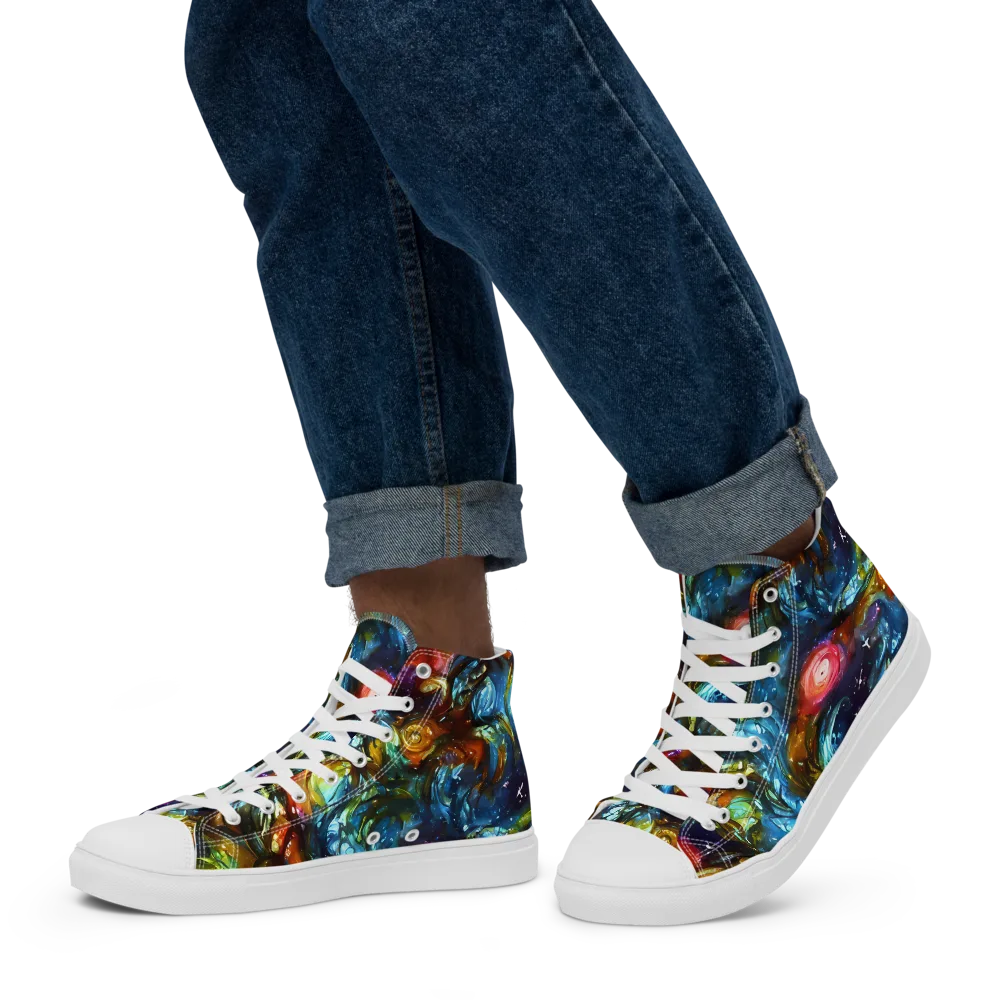 Aurora Alchemy on Men's High Top Canvas Shoes — Left
