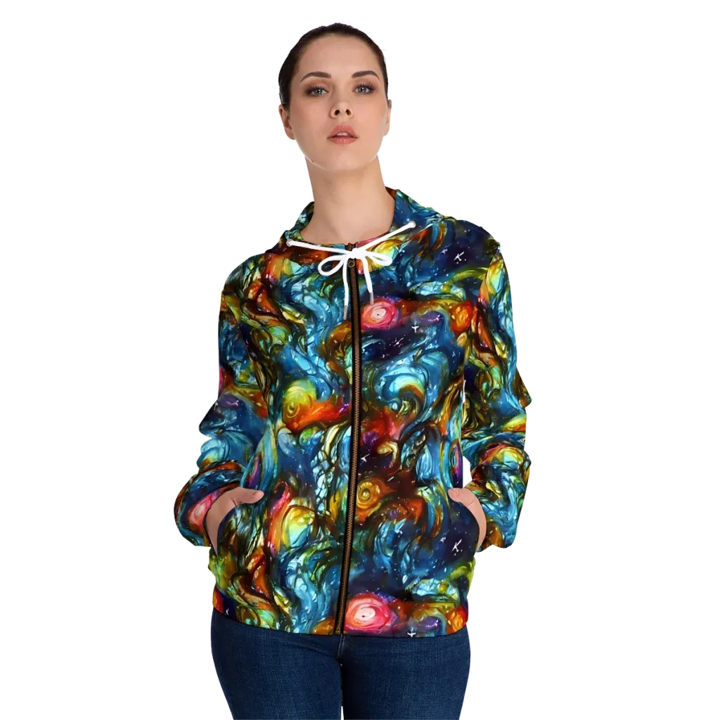 Aurora Alchemy on Women's Full-Zip Hoodie — Front On Person