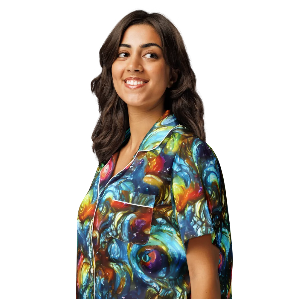 Aurora Alchemy on Women's Short Sleeve Pajama Top — Left Front