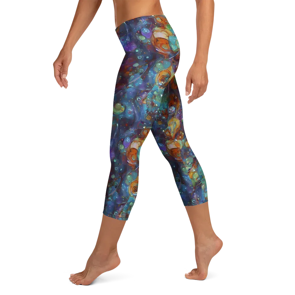 Sapphire Menagerie on Capri Leggings — Left