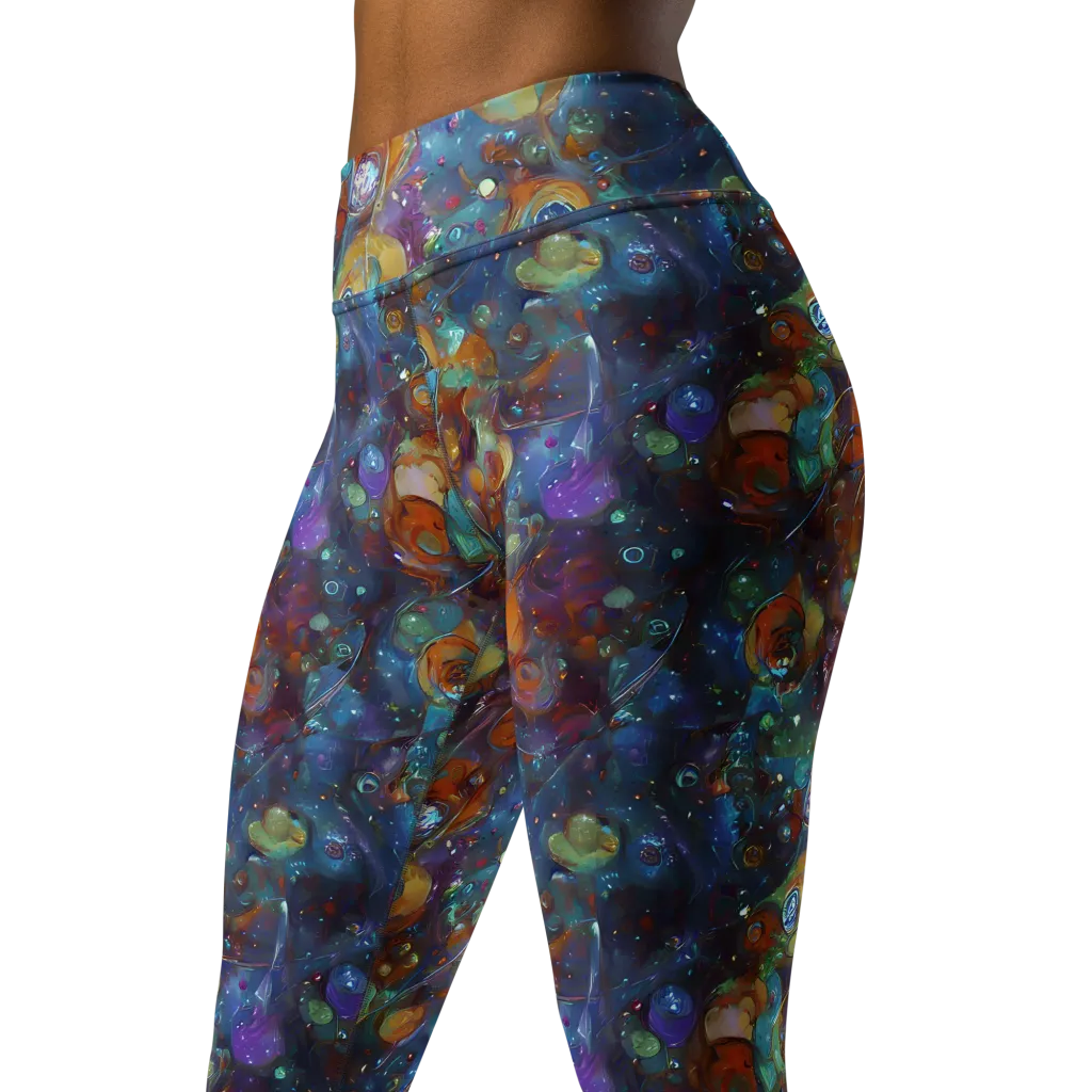 Sapphire Menagerie on Yoga Leggings — Left Front