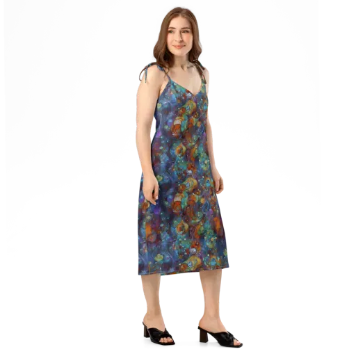 Sapphire Menagerie on a Slip Dress