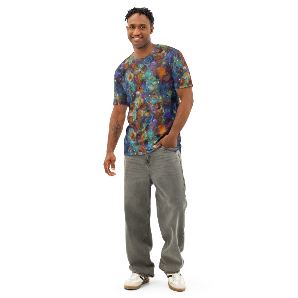 Sapphire Menagerie on Men's Cotton Crew Neck T-Shirt — Front
