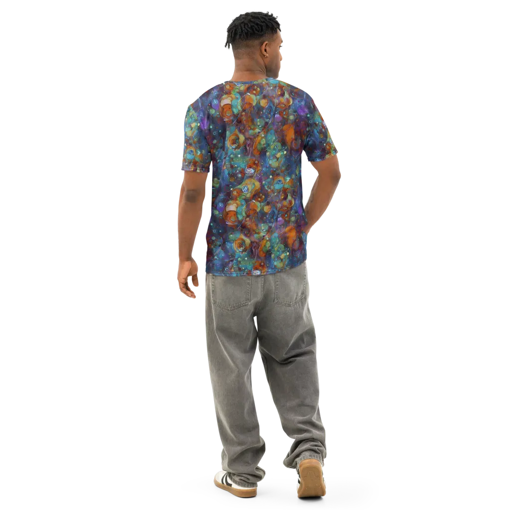 Sapphire Menagerie on Men's Cotton Crew Neck T-Shirt — Back