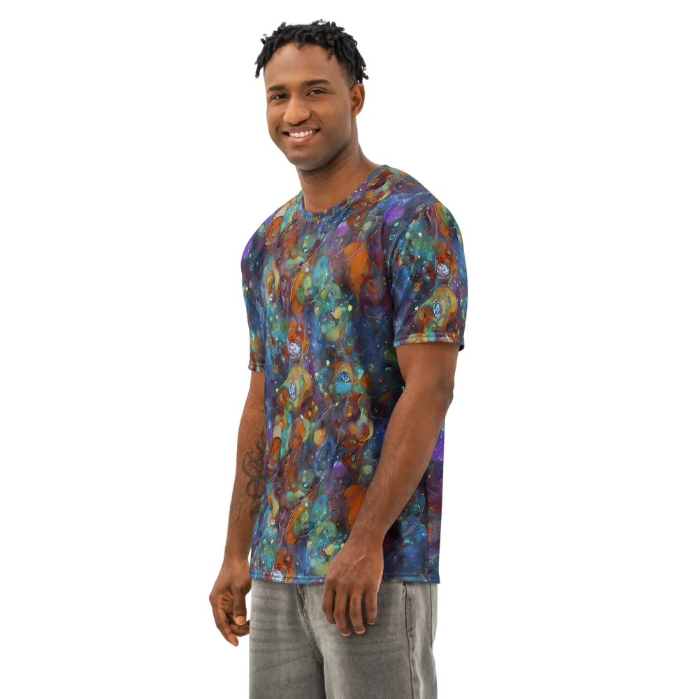Sapphire Menagerie on Men's Cotton Crew Neck T-Shirt — Left Front
