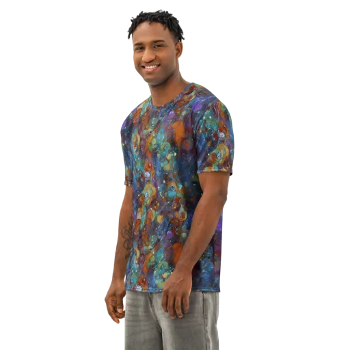 Sapphire Menagerie on a Men's Cotton Crew Neck T-Shirt
