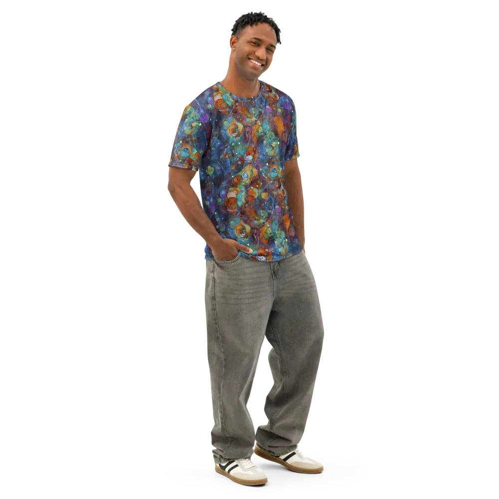 Sapphire Menagerie on Men's Cotton Crew Neck T-Shirt — Right Front