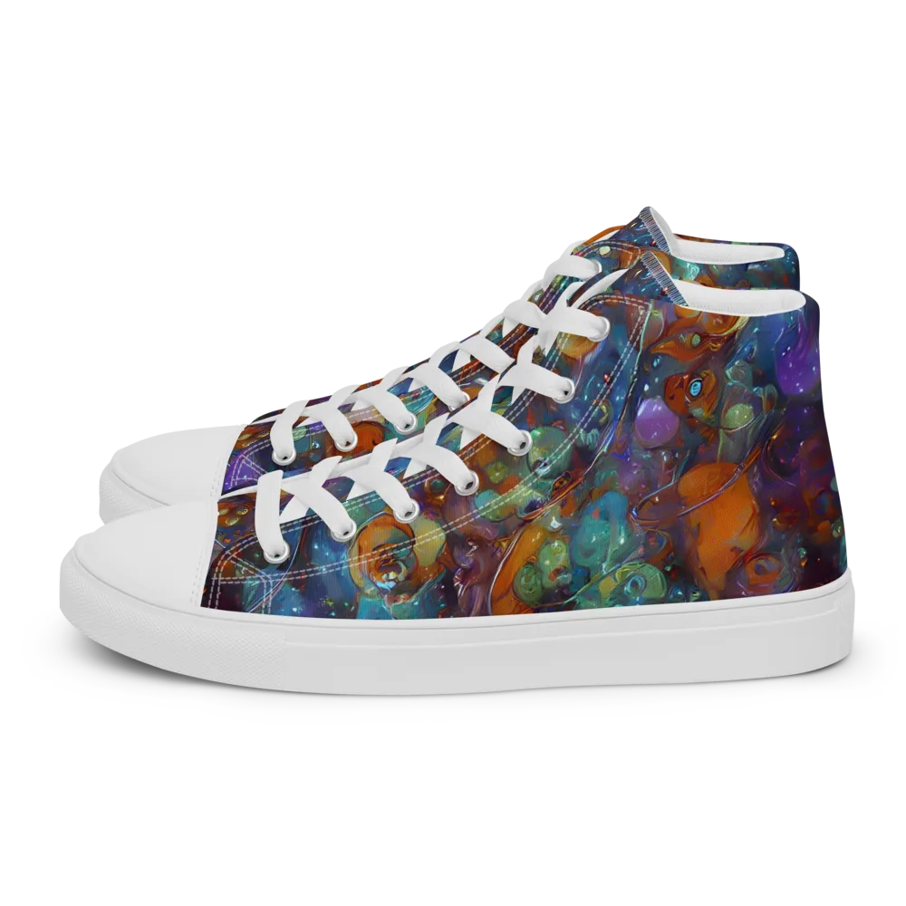 Sapphire Menagerie on Men's High Top Canvas Shoes — Left