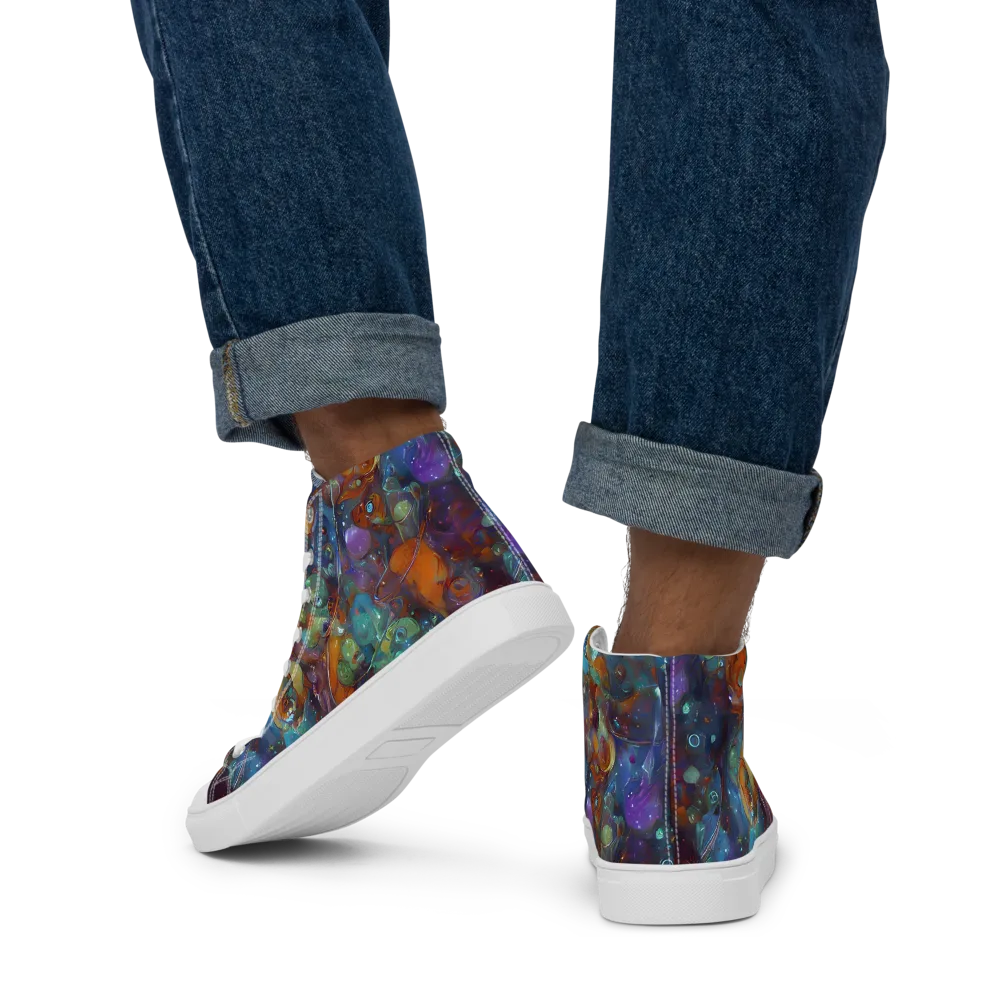 Sapphire Menagerie on Men's High Top Canvas Shoes — Back