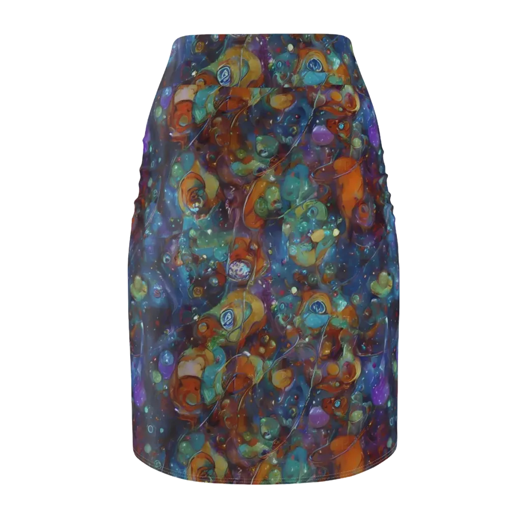 Sapphire Menagerie on Pencil Skirt — Back