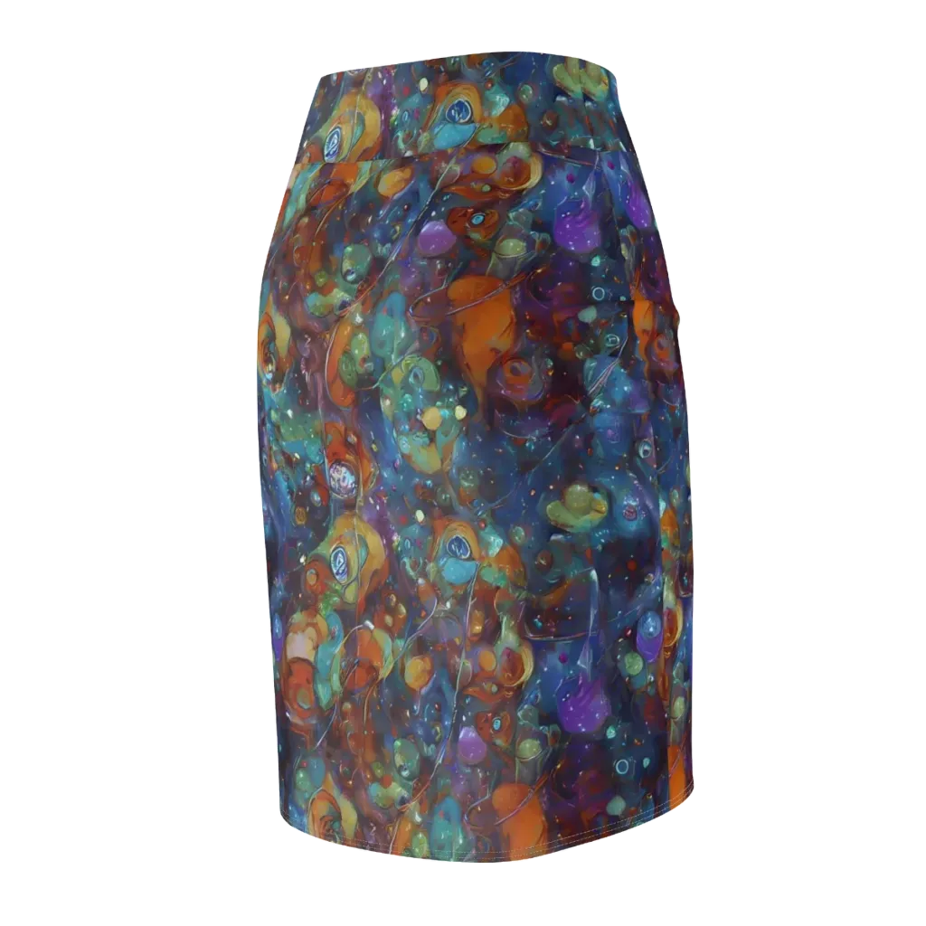 Sapphire Menagerie on Pencil Skirt — Back Side