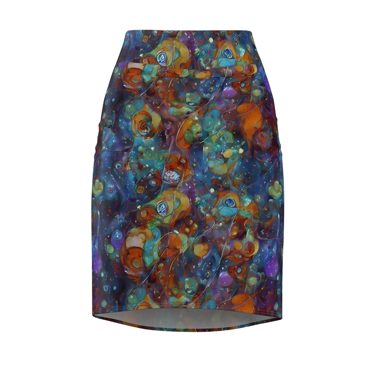 Sapphire Menagerie on Pencil Skirt — Front