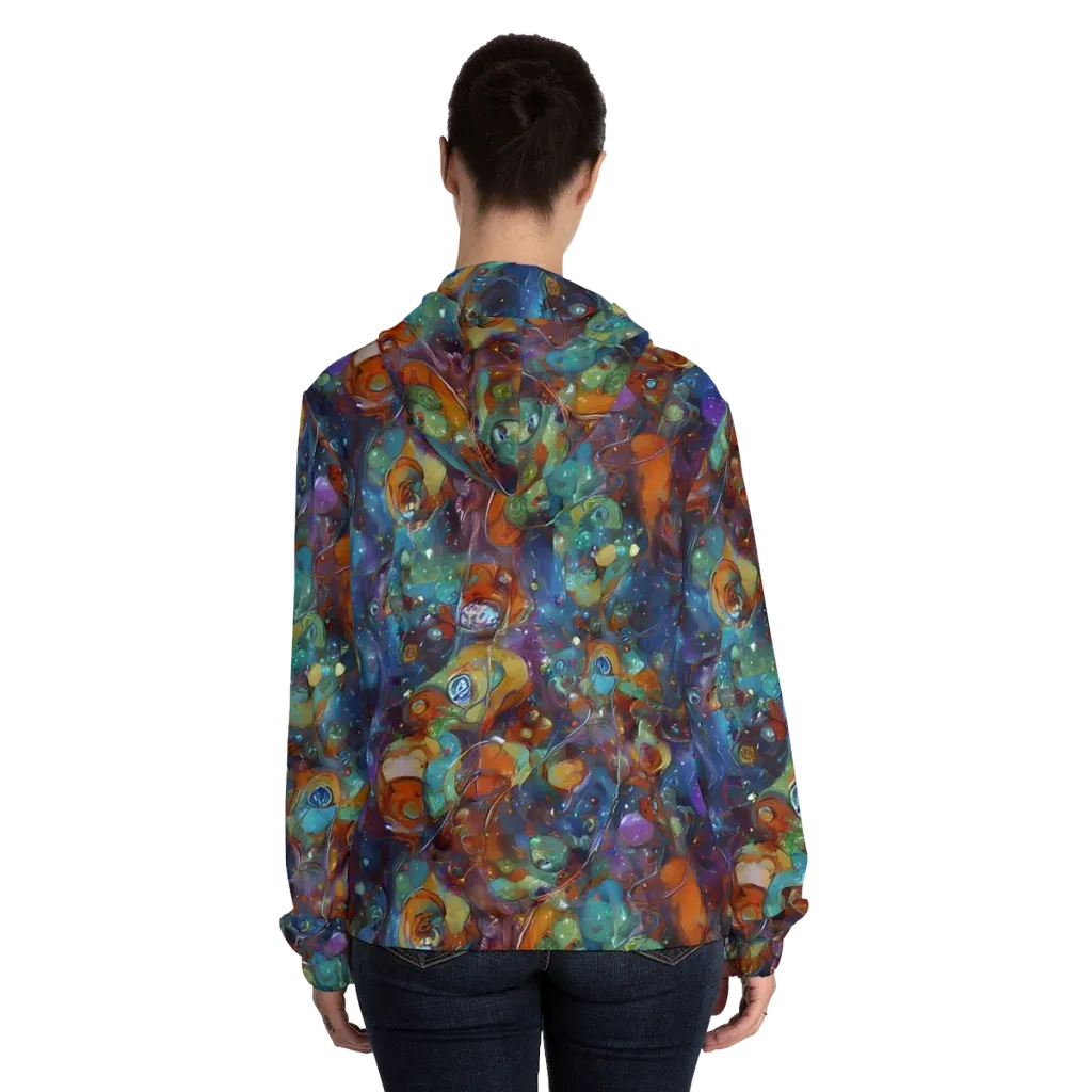 Sapphire Menagerie on Women's Full-Zip Hoodie — Back On Person