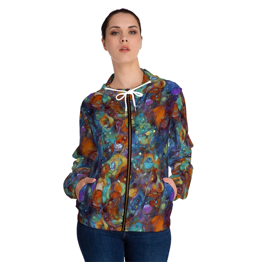 Sapphire Menagerie on Women's Full-Zip Hoodie — Front On Person