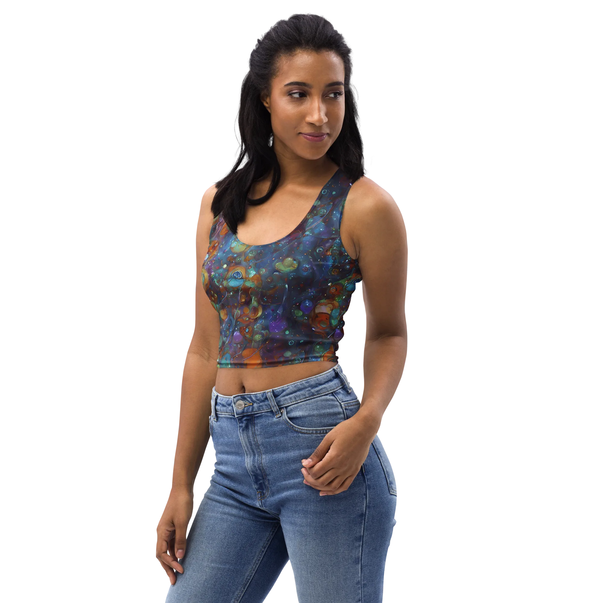 Sapphire Menagerie on Crop Top — Left Front