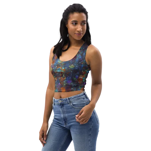 Sapphire Menagerie on a Crop Top