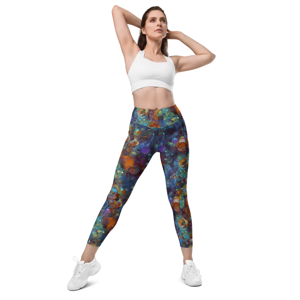 Sapphire Menagerie on Leggings with Pockets — Front