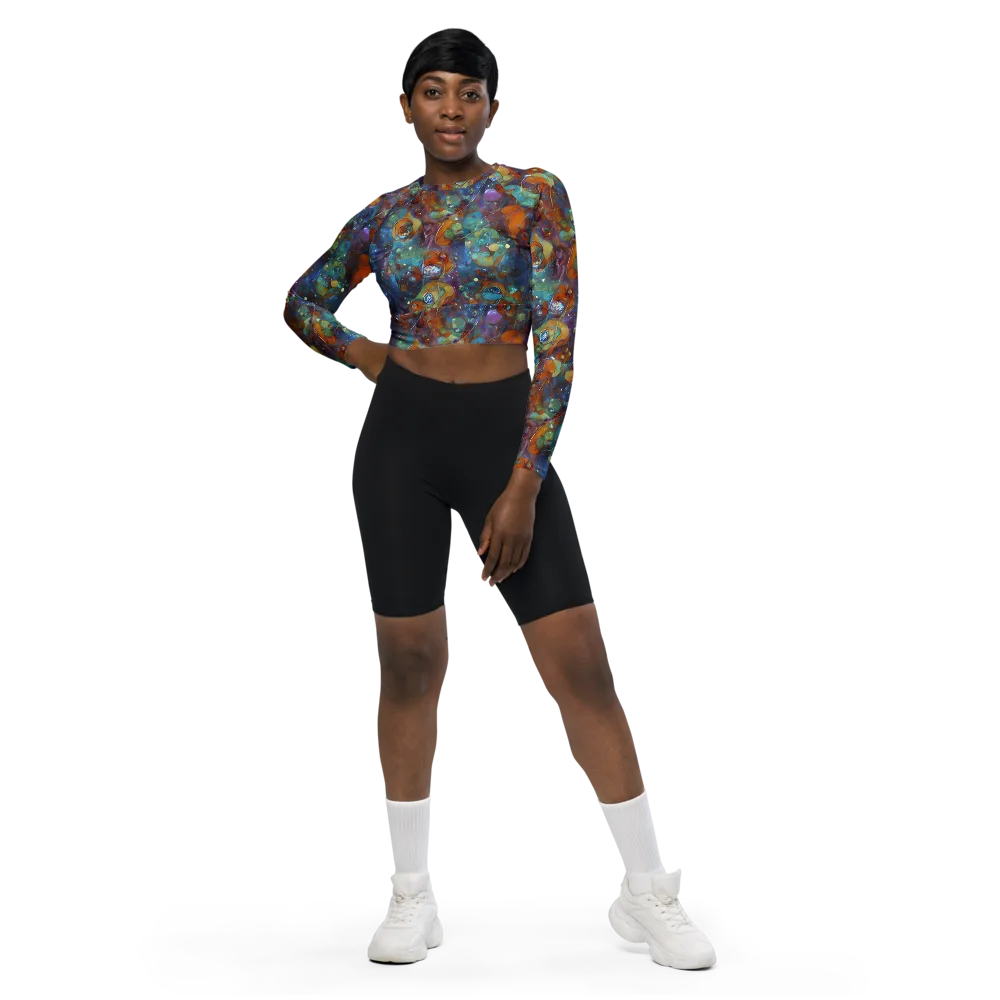 Sapphire Menagerie on Long Sleeve Crop Top — Front