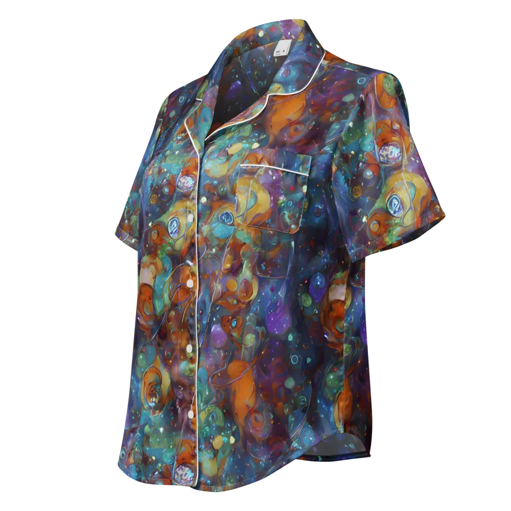 Sapphire Menagerie on Women's Short Sleeve Pajama Top — Left Front
