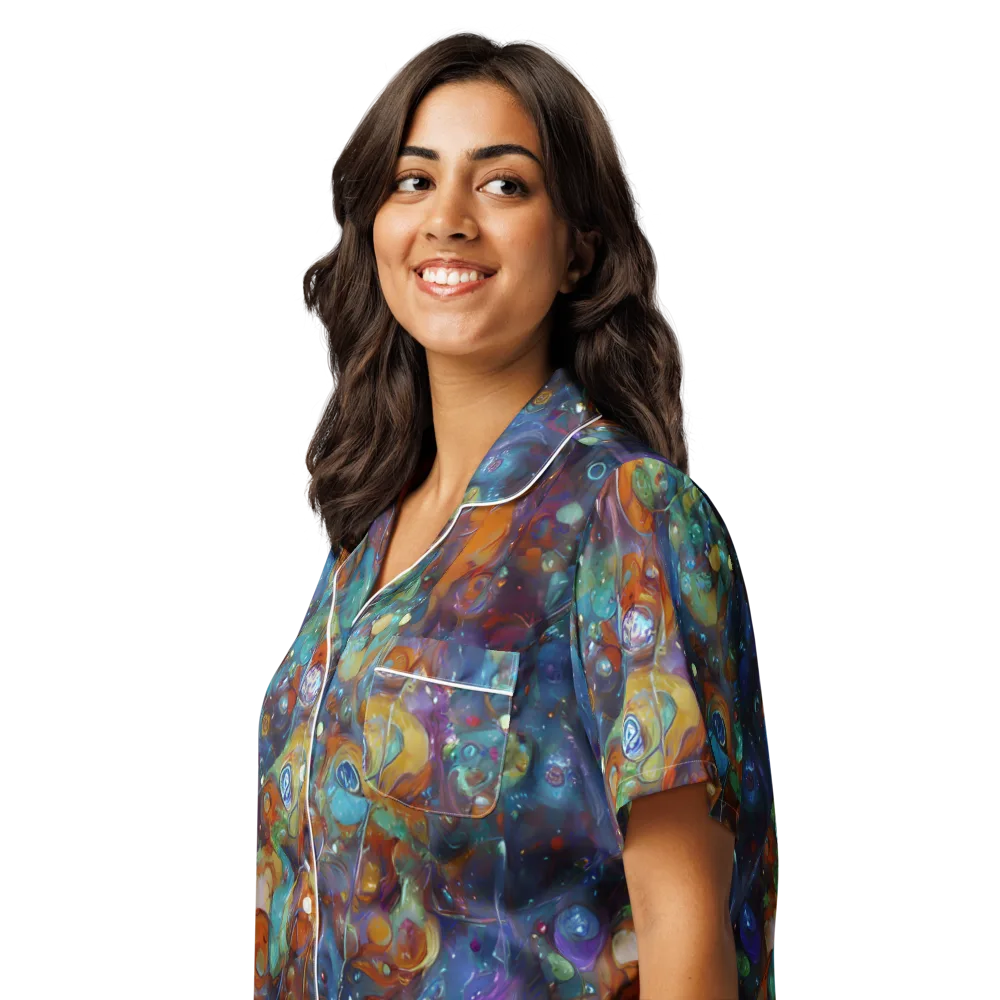 Sapphire Menagerie on Women's Short Sleeve Pajama Top — Left Front