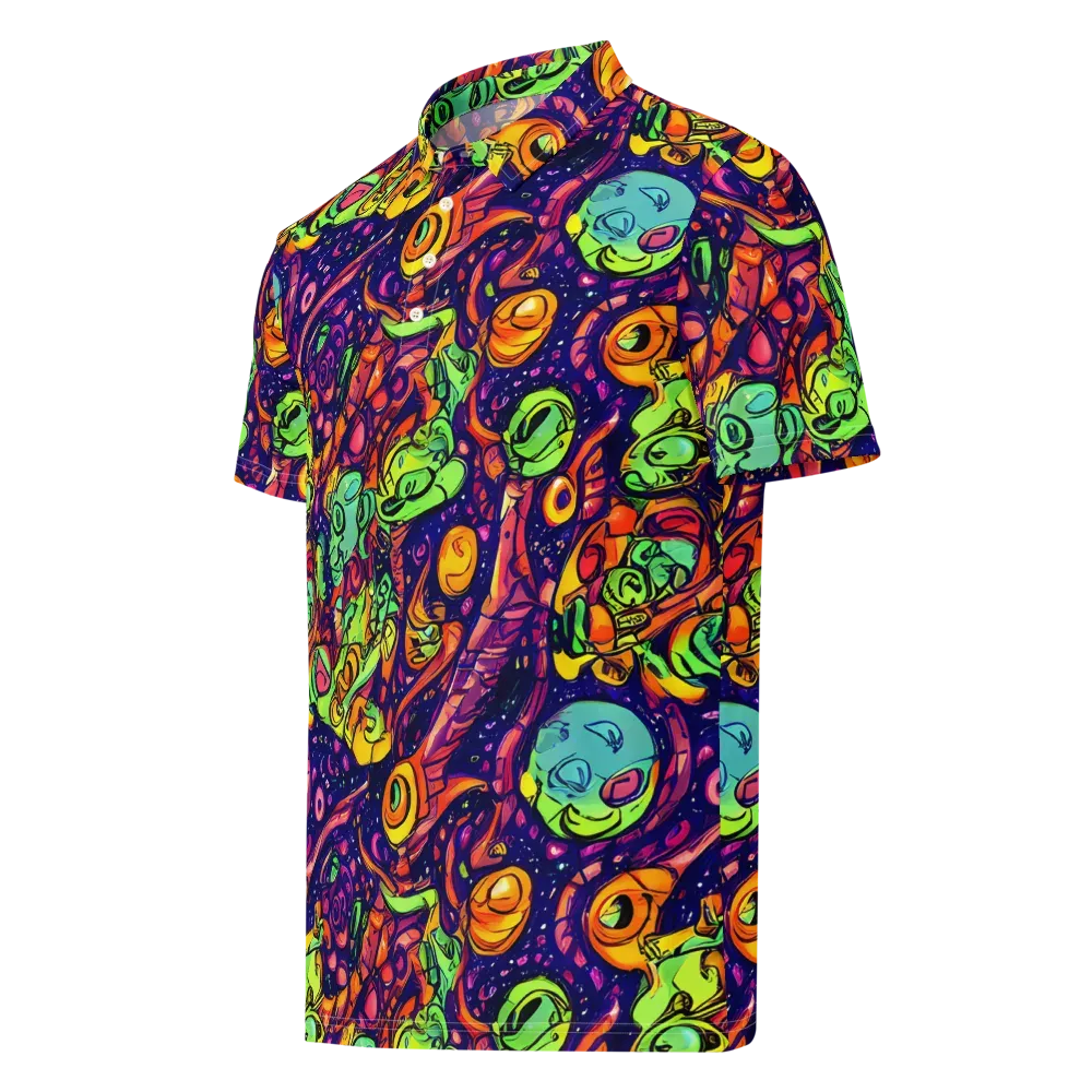 Cosmic Critter Riot on Men's Slim Fit Polo Shirt — Left Front