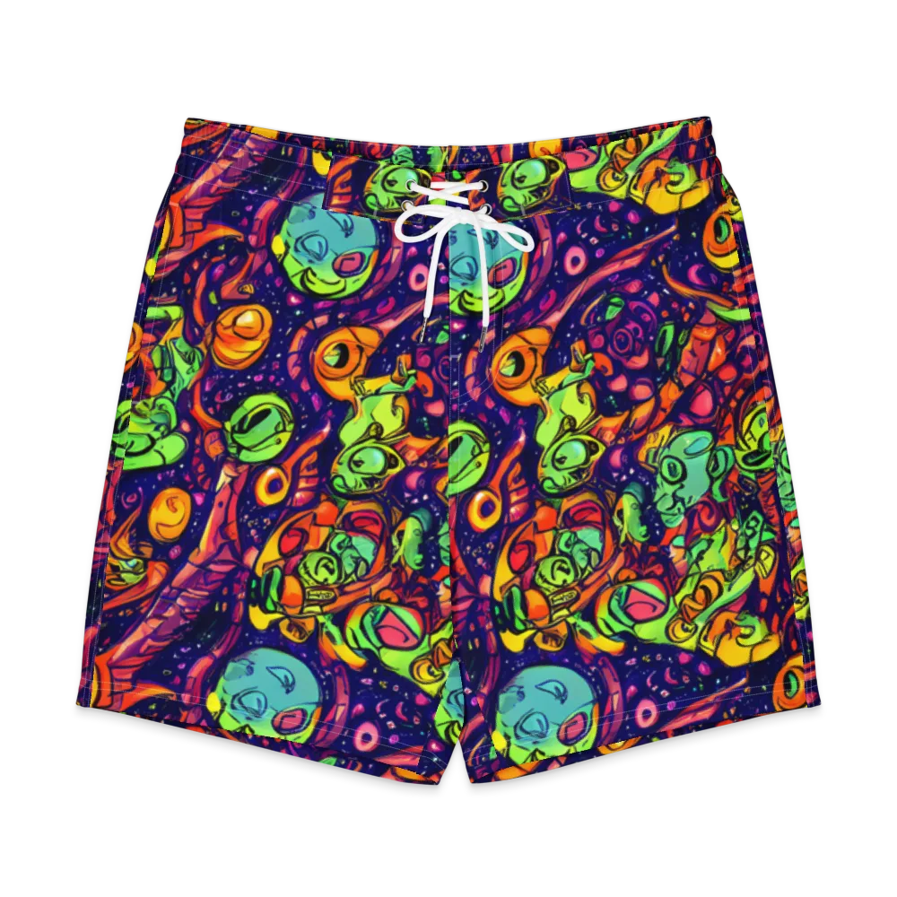 Cosmic Critter Riot on Men's Board Shorts — Front