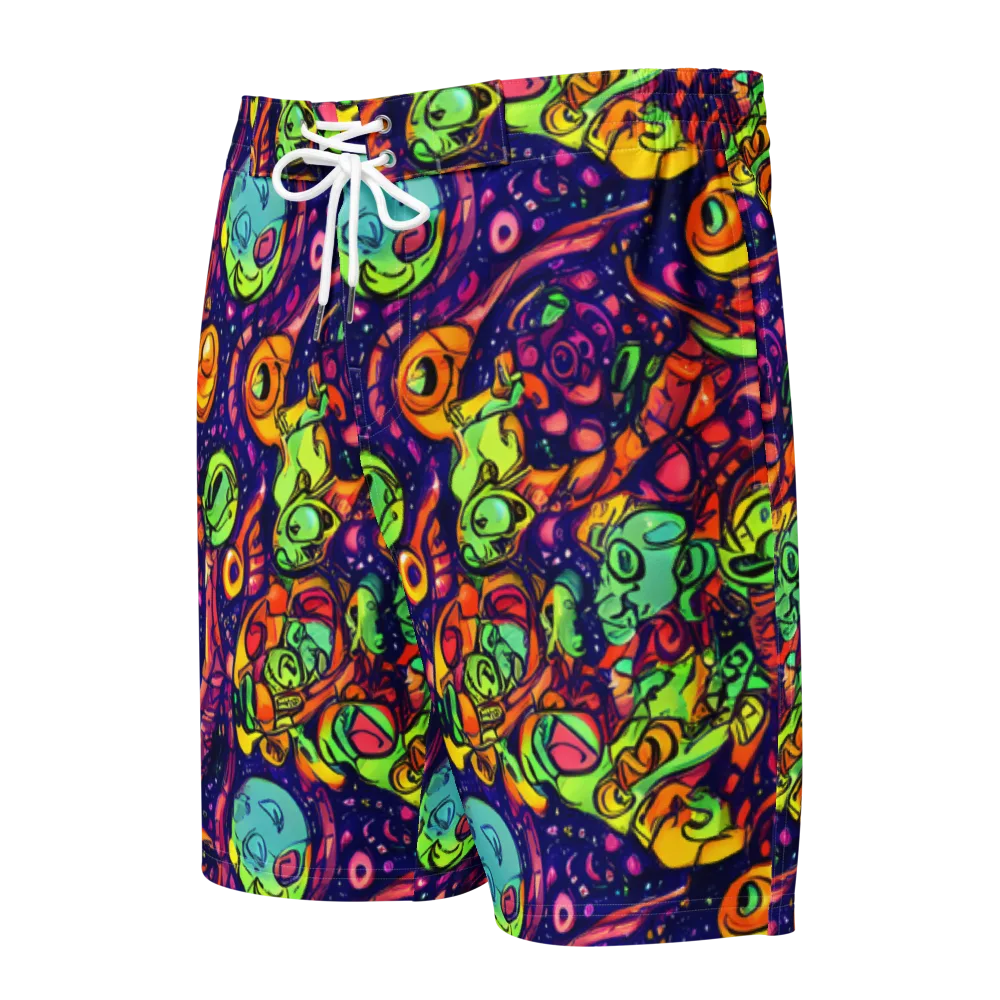 Cosmic Critter Riot on Men's Board Shorts — Front