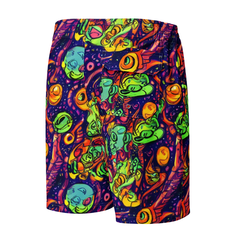 Cosmic Critter Riot on Men's Board Shorts — Back