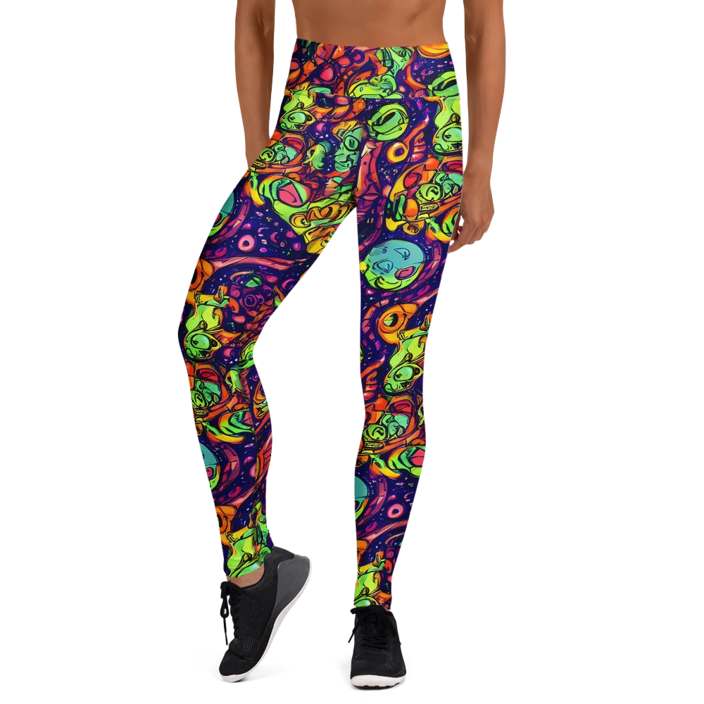 Cosmic Critter Riot on Yoga Leggings — Front