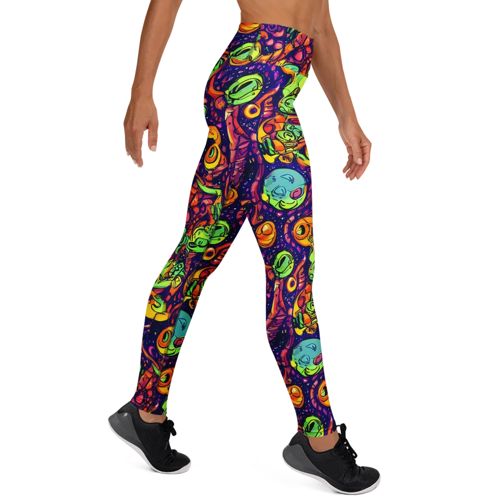 Cosmic Critter Riot on Yoga Leggings — Right