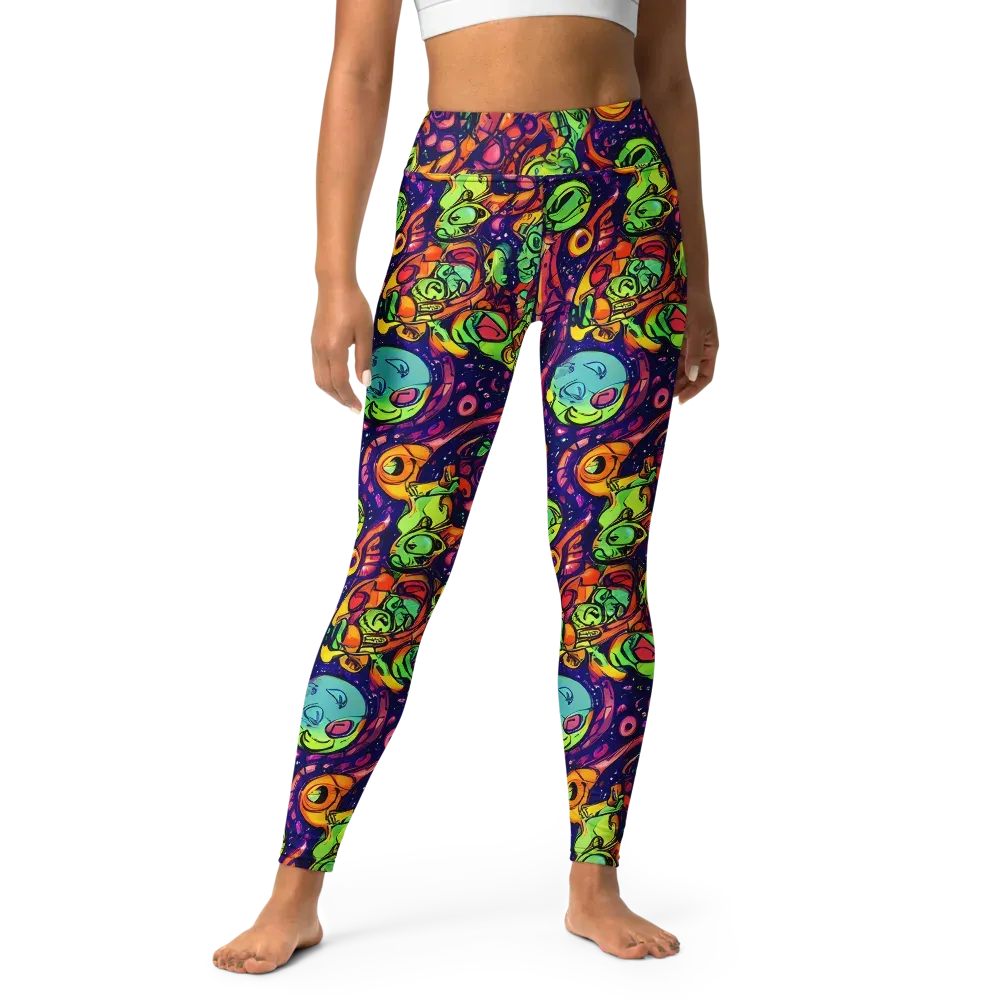 Cosmic Critter Riot on Yoga Leggings — Front