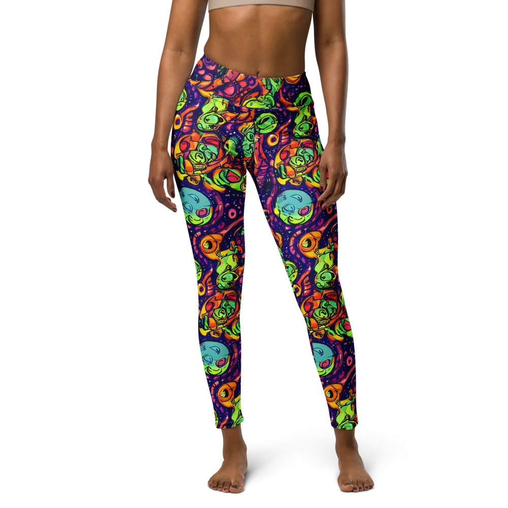 Cosmic Critter Riot on Yoga Leggings — Front