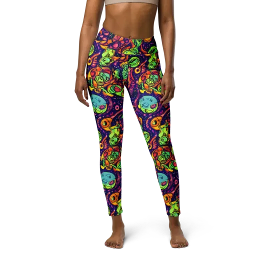 Cosmic Critter Riot on a Yoga Leggings