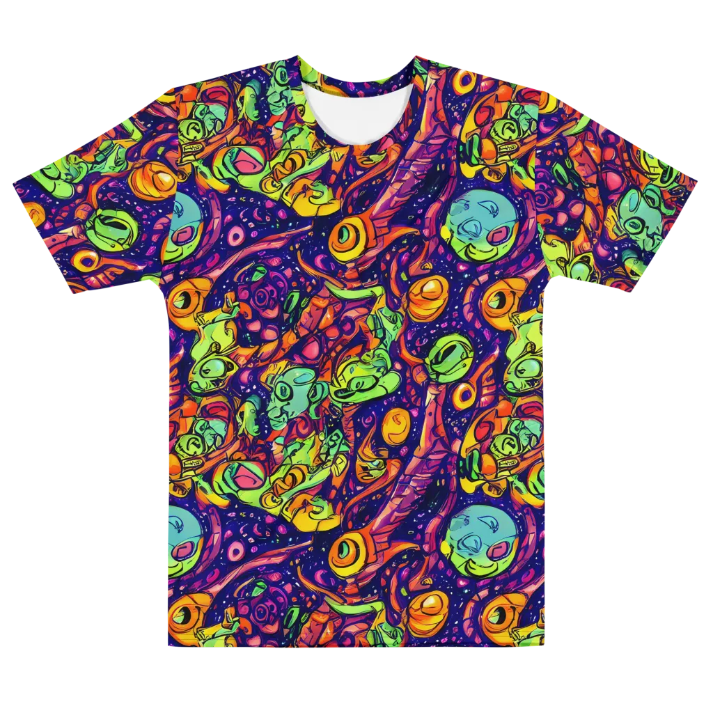 Cosmic Critter Riot on Men's Cotton Crew Neck T-Shirt — Front