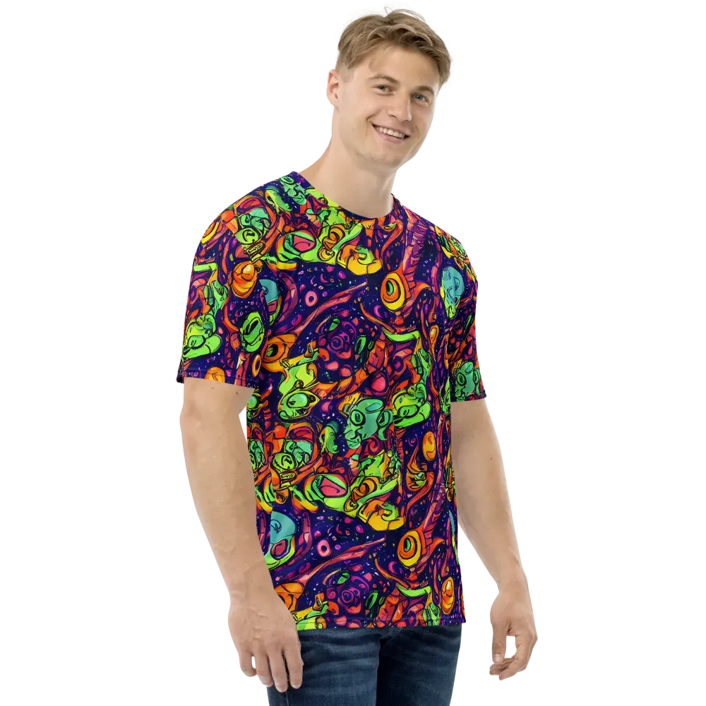 Cosmic Critter Riot on Men's Crew Neck T-Shirt — Right