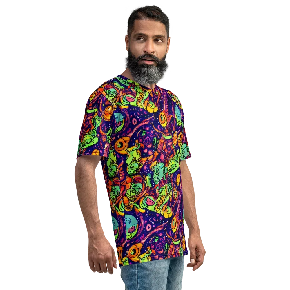Cosmic Critter Riot on Men's Crew Neck T-Shirt — Right